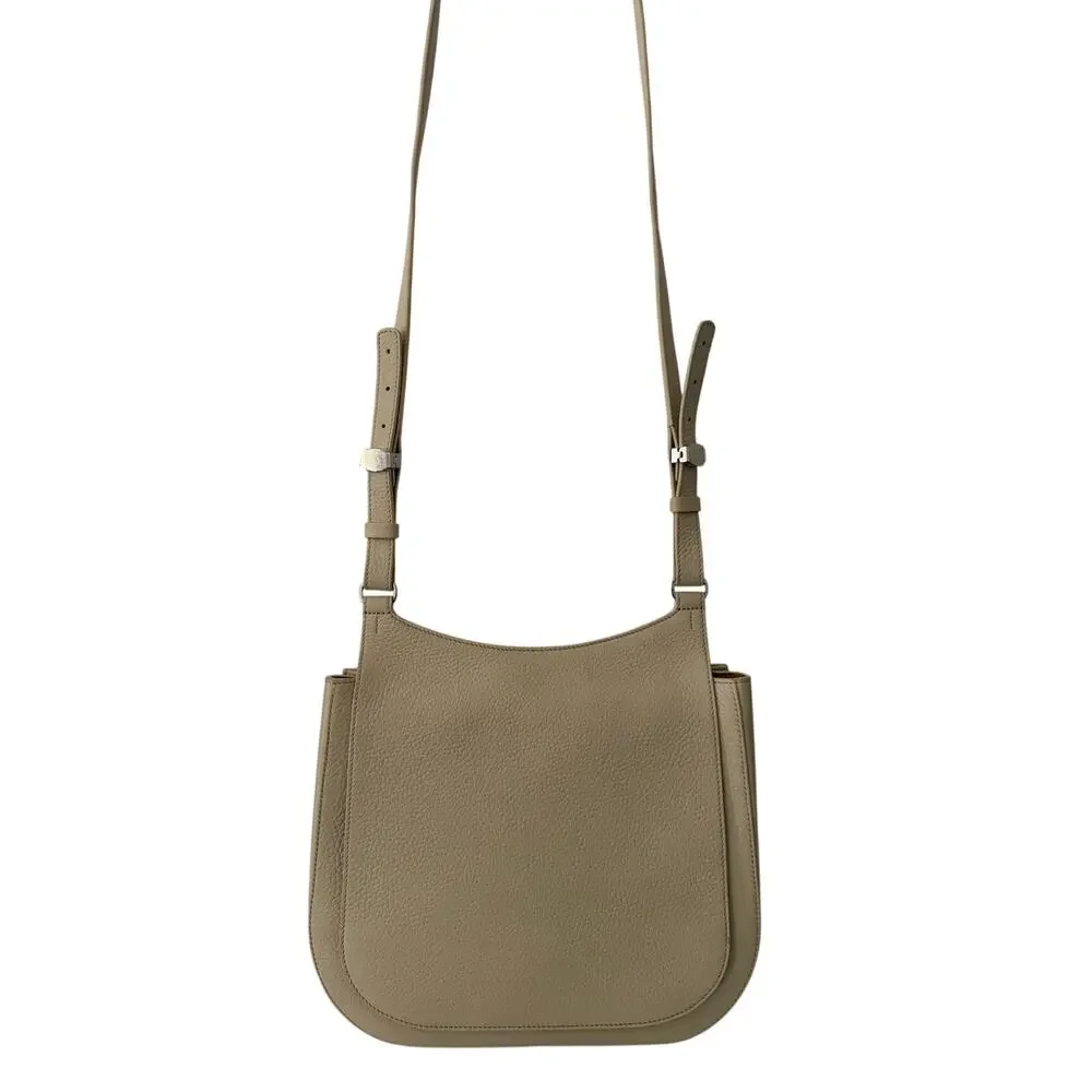 The Row Hunting 11 Crossbody Bag Cream Pebbled Full-Grain Leather Authentic